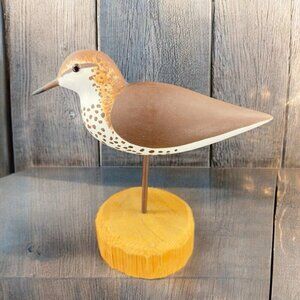 Vintage Hand Carved Decorative Beach Shorebird Hand Painted Wood Sandpiper Bird